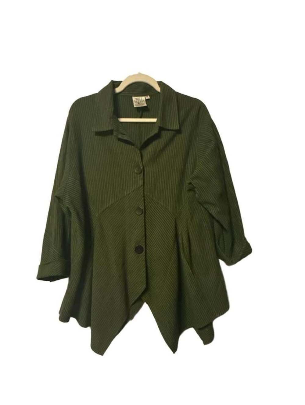Mill Valley Clothing Co. Hobo Shirt Size M Green Striped Asymmetric Tunic